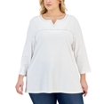 thumbnail image 1 of Plus Size Embellished Cotton Tunic Bright White 0X, 1 of 1