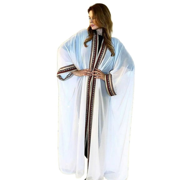 Plus Size Embroidered Summer Beachwear Chiffon Kaftan Beach Woman Tunic Bath Dress Robe Plage Swim Wear Cover Up