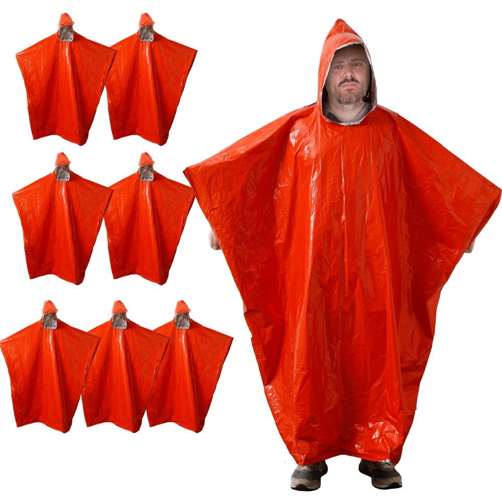 Plus Size Emergency Poncho, Mylar Poncho with Hood, Mylar Emergency Blanket in Camping, Hiking, and Outdoor Activities