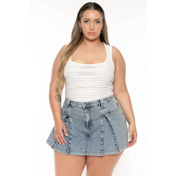 Plus Size Emma Ruffle Tank Top - White