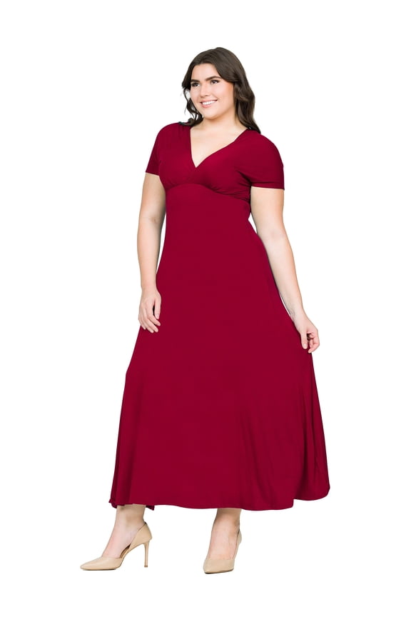 Plus Size Empire Waist V Neck Maxi Dress