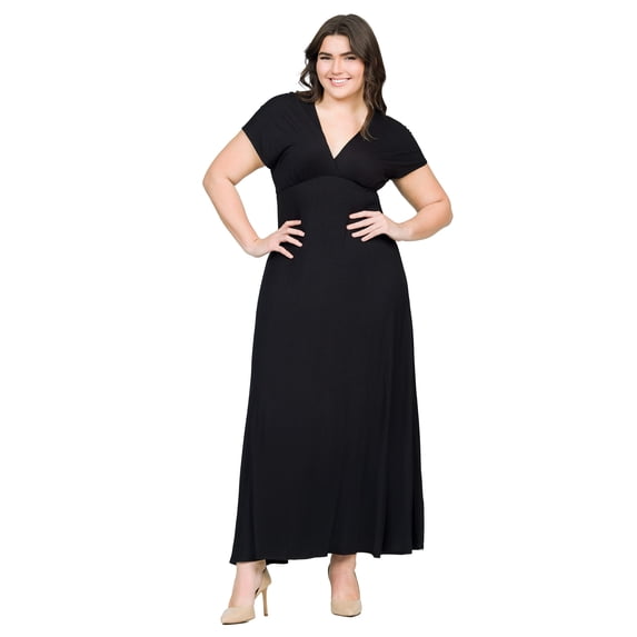 Plus Size Empire Waist V Neck Maxi Dress