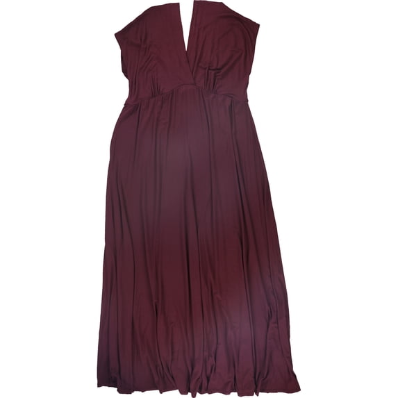 24seven Womens Solid Empire Waist Maxi Dress, Purple, Plus Size, 2X
