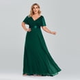 thumbnail image 1 of Plus Size Evening Dresses Long Elegant A Line V Neck Ruffles Chiffon Formal Wedding Party Dress Robe De Soiree, 1 of 8