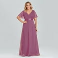 thumbnail image 1 of Plus Size Evening Dresses Long Elegant A Line V Neck Ruffles Chiffon Formal Wedding Party Dress Robe De Soiree, 1 of 7