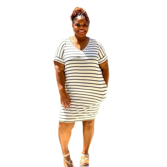 Plus Size Everyday Basic Striped Tunic Dress