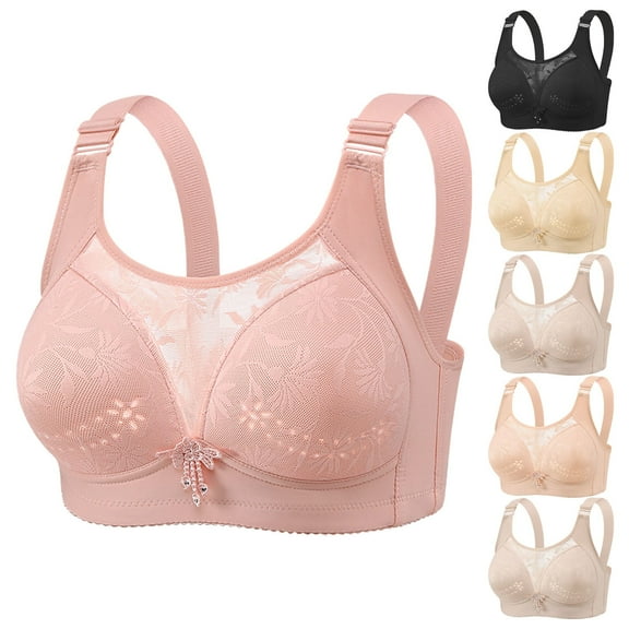 Plus Size Everyday Bras for Women - Women's Solid Color Seamless Nude Lifting Soft Support Bra for Women Everyday Bras - Pink