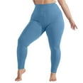 thumbnail image 1 of Leggings for Plus Size Women Tummy Control Ankle Length Casual Compression Yoga Pants Butt Lifting High Waisted Loungewear Leggings with Pockets Blue 3XL, 1 of 5