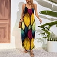thumbnail image 1 of Plus Size Extra Long Dresses Womens Feather 3D Print Maxi Dresses Summer Halter Strapless Big Swing Party Dresses Pocket Designs, 1 of 6