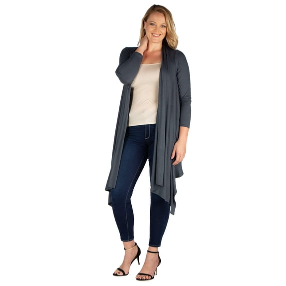 Plus Size Extra Long Open Front Cardigan