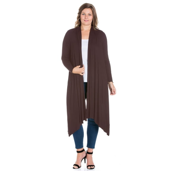 Plus Size Extra Long Open Front Cardigan