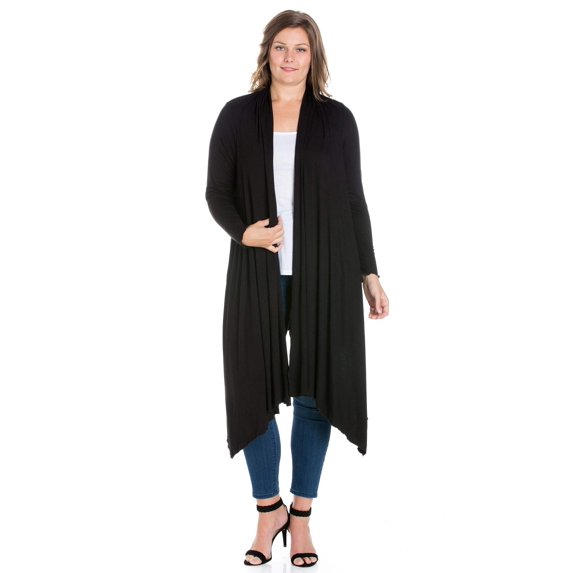 Plus Size Extra Long Open Front Cardigan