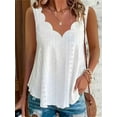 thumbnail image 1 of Plus Size Eyelet Cut Out Tank Top, Casual Scallop Trim V Neck Sleeveless Top For Summer, Women's Plus Size Clothing, 1 of 2