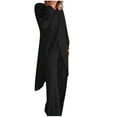 thumbnail image 1 of Plus Size Fall Outfits for Women 2 Piece Outfit Crew Neck Solid Long Blazer Pants Elastic Waist Loungewear S, 1 of 5