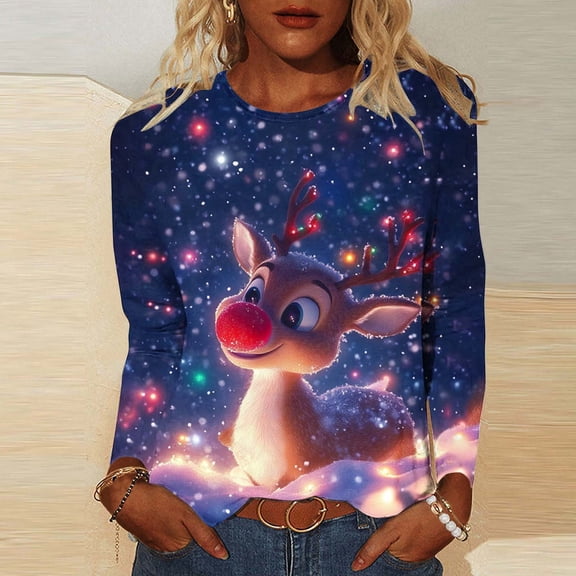 Plus Size Fall Tops Christmas Blouses 3/4 Sleeve Shirt Holiday Party Ready Loose Fit Soft Stretch Comfort Wear Tunic Tops