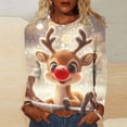 thumbnail image 1 of Plus Size Fall Tops Christmas Blouses 3/4 Sleeve Shirt Holiday Party Ready Loose Fit Soft Stretch Comfort Wear Tunic Tops, 1 of 5