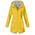 thumbnail image 1 of Plus Size Fashion Rain Jacket For Women Solid Color Hooded Windproof Loose With Pocket Winter Yellow Adjustable Windbreaker S-2XL, 1 of 5