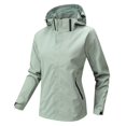 thumbnail image 1 of Plus Size Fashion Rain Jacket For Women Solid Color Hoodies Loose Windproof Sports Winter Green Adjustable Windbreaker M-4XL, 1 of 6