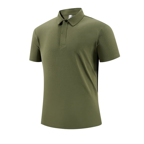 Plus Size Fashion Summer Mens Shirts Short Sleeve Casual T-Shirt Fashionable Running Sports Solid Color Short Sleeved Lapel Top/shirt Army Green M-5XL