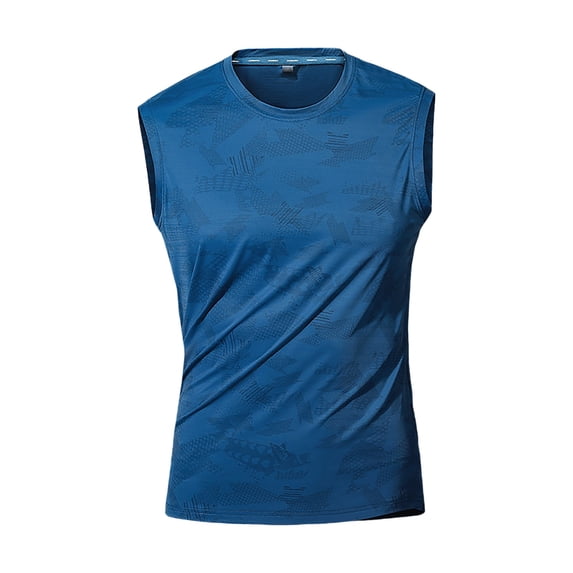 Plus Size Fashion Summer Mens Shirts Short Sleeve Casual and Fashionable Solid Color Ice Silk Sleeveless Round Neck T-shirt