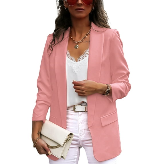 Plus Size Fashion Women Long Sleeve Blazer Suit Ladies Lapel Cardigan Casual Slim Fit Jacket Suit Winter Autumn Women Stylish Casual Business Blazer Coats Collared Outwear Top Size S-5XL