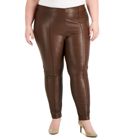 Plus Size Faux-Leather Pants Espresso 3X