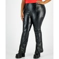 thumbnail image 1 of Plus Size Faux-Leather Slit-Cuff Flare-Leg Pants Black 2X, 1 of 1
