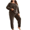 thumbnail image 1 of Plus Size Flannel Sets for Women Lounge 2 Piece Pajamas Outfits Long Sleeve Top and PJ Pant Home Wear Sleepwear (5XL, Brown), 1 of 5