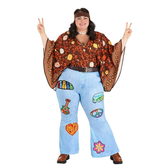 Plus Size Flared Out Hippie Costume for Women
