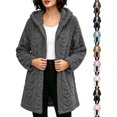 thumbnail image 1 of Plus Size Fleece Jackets for Women Zip Up Hooded Double-sided Velvet Long Sleeved Versatile Jacket Top, 1 of 9