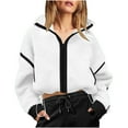 thumbnail image 1 of Plus Size Fleece Jackets for Womens Winter Warm Fashion Cropped Fleece Jackets Zip Up Drawstring Waist Color Block Warm Fuzzy Coats, 1 of 6