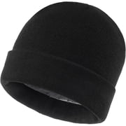Plus Size Fleece Lined Beanie Hat, 2XL/XL/L Winter Silk Knit Hat,M/S Warm Satin Lined Snow Hats for Women Men