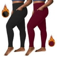thumbnail image 1 of Plus Size Fleece Lined Leggings with Pockets High Waist Winter Workout Yoga Pants, 1 of 6