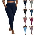 thumbnail image 1 of Plus Size Fleece Lined Leggings with Pockets High Waist Winter Yoga Pants, 1 of 8