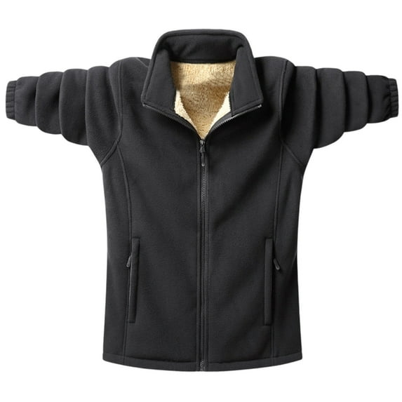 Plus Size Fleece Sweatshirt for Mens Full-Zip Open-Front Sweaters Pullover Blouses Thermal Shirts Ultra Soft Textured Long Sleeve Jackets Tops withPockets