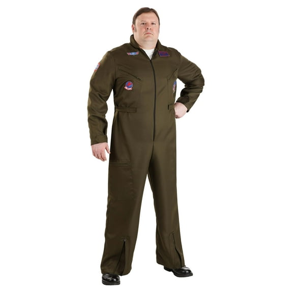 Plus Size Flight Suit Top Gun Costume for Adults