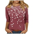 thumbnail image 1 of Plus Size Floral 3/4 Sleeve Tops for Womens Summer Casual Tshirts Fashion Crewneck Tunic Tee Outfit, 1 of 5