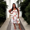 thumbnail image 1 of Plus Size Floral Asymmetric Spaghetti Strap Dress, 1 of 2
