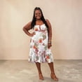 thumbnail image 1 of Plus Size Floral Asymmetric Spaghetti Strap Dress, 1 of 2