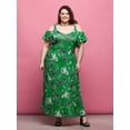 thumbnail image 1 of Plus Size Floral Cold Shoulder Ruffle Maxi Dress, 1 of 3