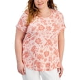 thumbnail image 1 of Plus Size Floral Print Short-Sleeve Top Rose Tint Combo 2X, 1 of 1