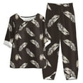 thumbnail image 1 of Plus Size Floral Printed Suits for Women 2 Piece O-Neck Short Sleeve Tops Wide Leg Pants Outfits Winter Loose-Fit Loungewear Sets, 1 of 5