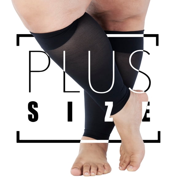 Plus Size Footless Compression Socks for Women & Men 20-30mmHg - Black, 5XL