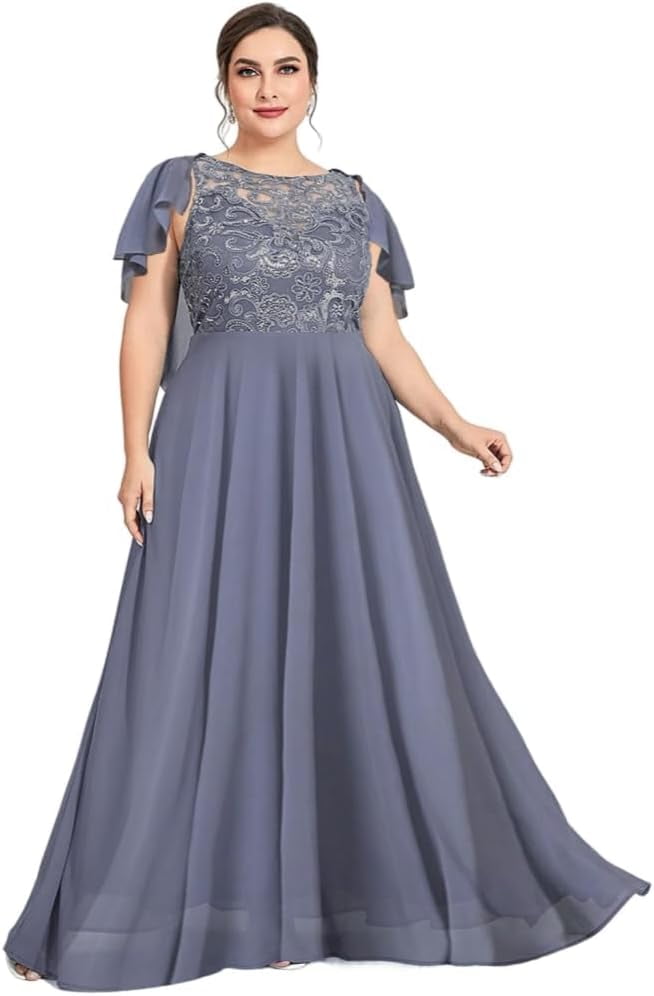 Plus Size Formal Blue Chiffon Sequin Cape Tunic Maxi Dress - Walmart.com