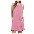 thumbnail image 1 of Plus Size Formal Dresses for Women New Women Summer Casual Dress Sleeveless Crew Sundress a Line Flowy Tshirt Beach Sundresses Vacation Outfits Summer Maxi Dress New Pinky XL, 1 of 6