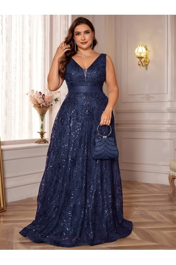 blue glitter dress for women Luxury Royal Blue Sparkly Rhinestone Sequin Prom Dress main image 0