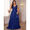 thumbnail image 1 of Plus Size Formal Dresses for Women with Embroidery Sequin and V-Neck, A-Line Maxi Dress for Wedding and Cocktail, 1 of 6