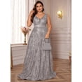 thumbnail image 1 of Plus Size Formal Dresses for Women with Embroidery Sequin and V-Neck, A-Line Maxi Dress for Wedding and Cocktail, 1 of 6