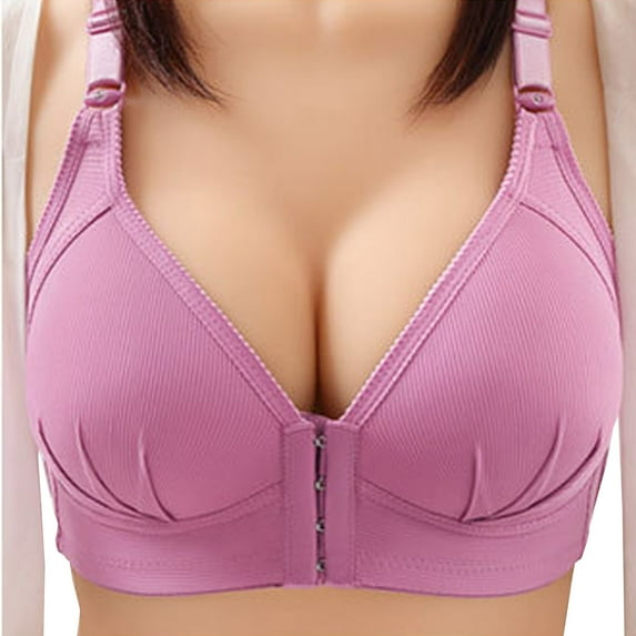 Plus Size Front Close Bra! Ohufall Women Sexy Plus Size Solid Color Steel Non-Magnetic Buckle Underwear Bras