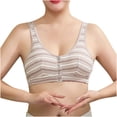 thumbnail image 1 of Plus Size Front Closure Bralettes for Women Striped Push-Up T-Shirt Bras Full Coverage Modest No Underwire Senior Bras Coffee, 44BCD, 1 of 5